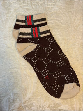 Women's Unbranded Brown Beige Striped Ankle Socks One Size